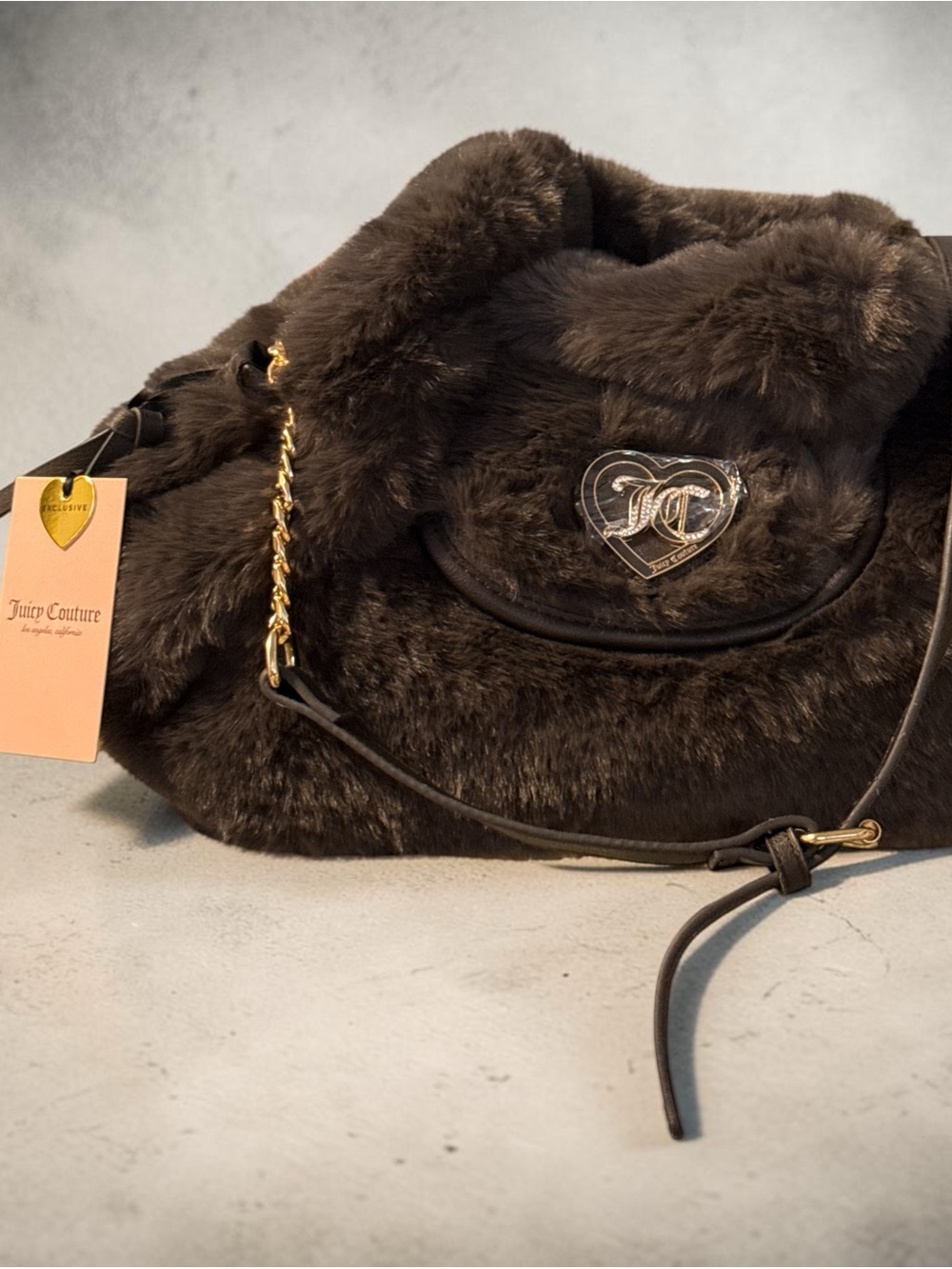 Juicy Couture Faux Fur Shoulder Bag in Brown